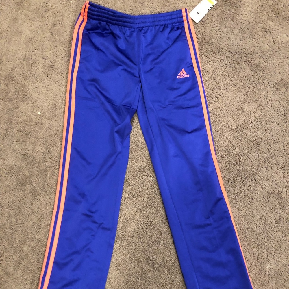 Electric purple pants with coral detail